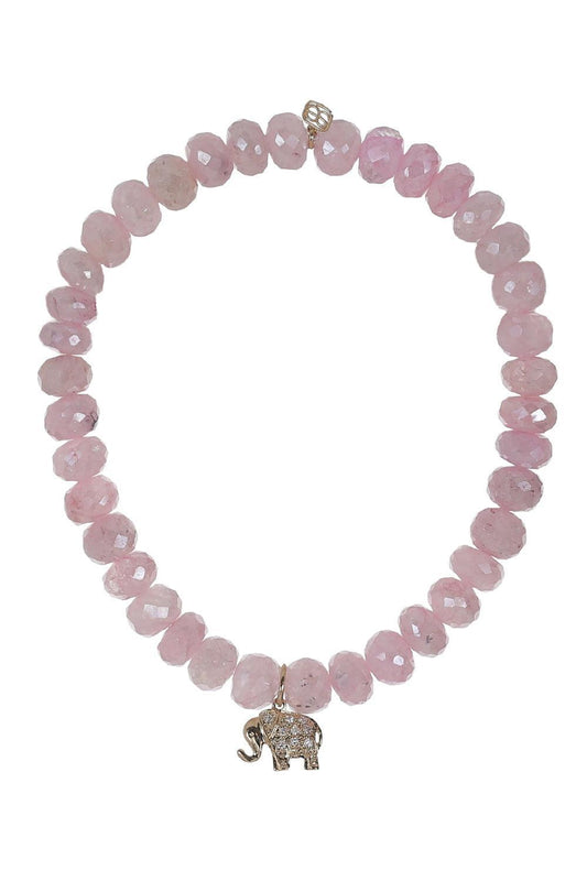 Pink Grapolite Elephant Charm Bracelet-YELLOW GOLD-JEWELRYFINE JEWELBRACELET O-SYDNEY EVAN
