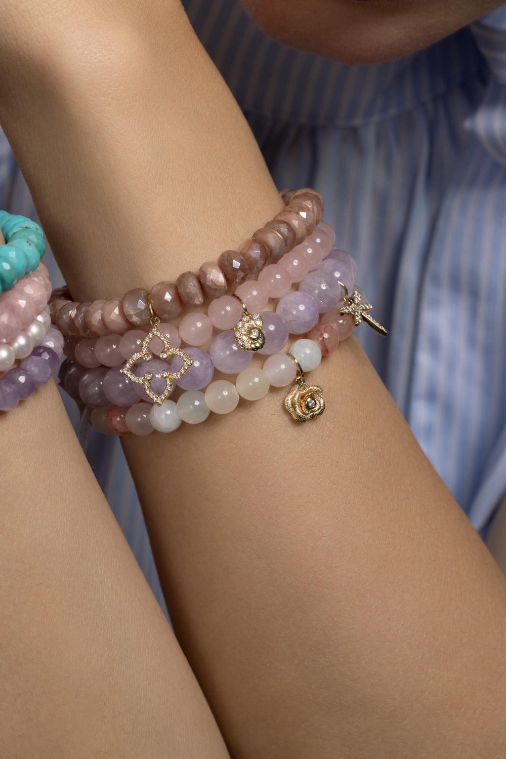 Pink Moonstone Moroccan Flower Charm Bracelet-YELLOW GOLD-JEWELRYFINE JEWELBRACELET O-SYDNEY EVAN