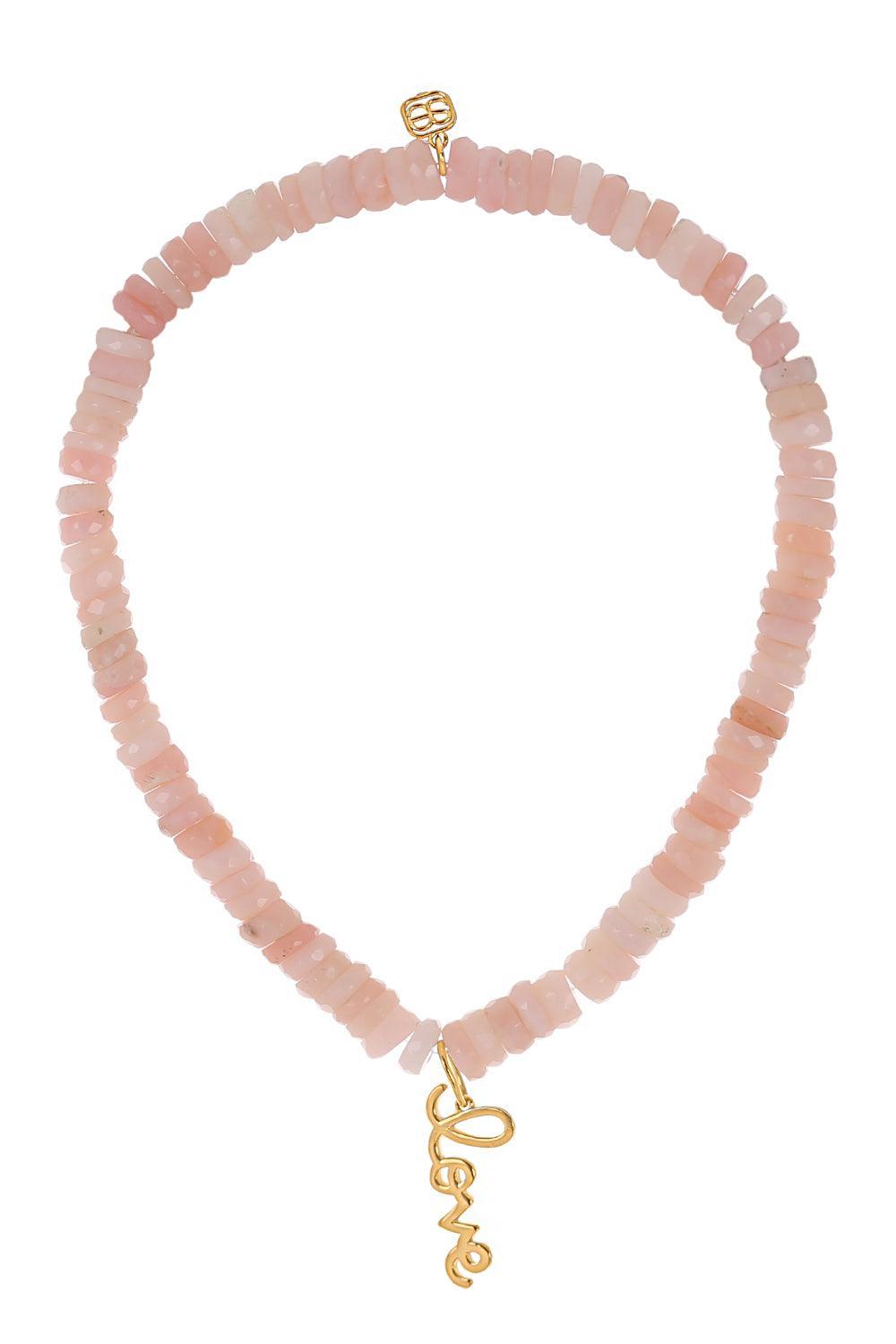 Pink Opal Heishi Mini Love Charm Bracelet-YELLOW GOLD-JEWELRYFINE JEWELBRACELET O-SYDNEY EVAN
