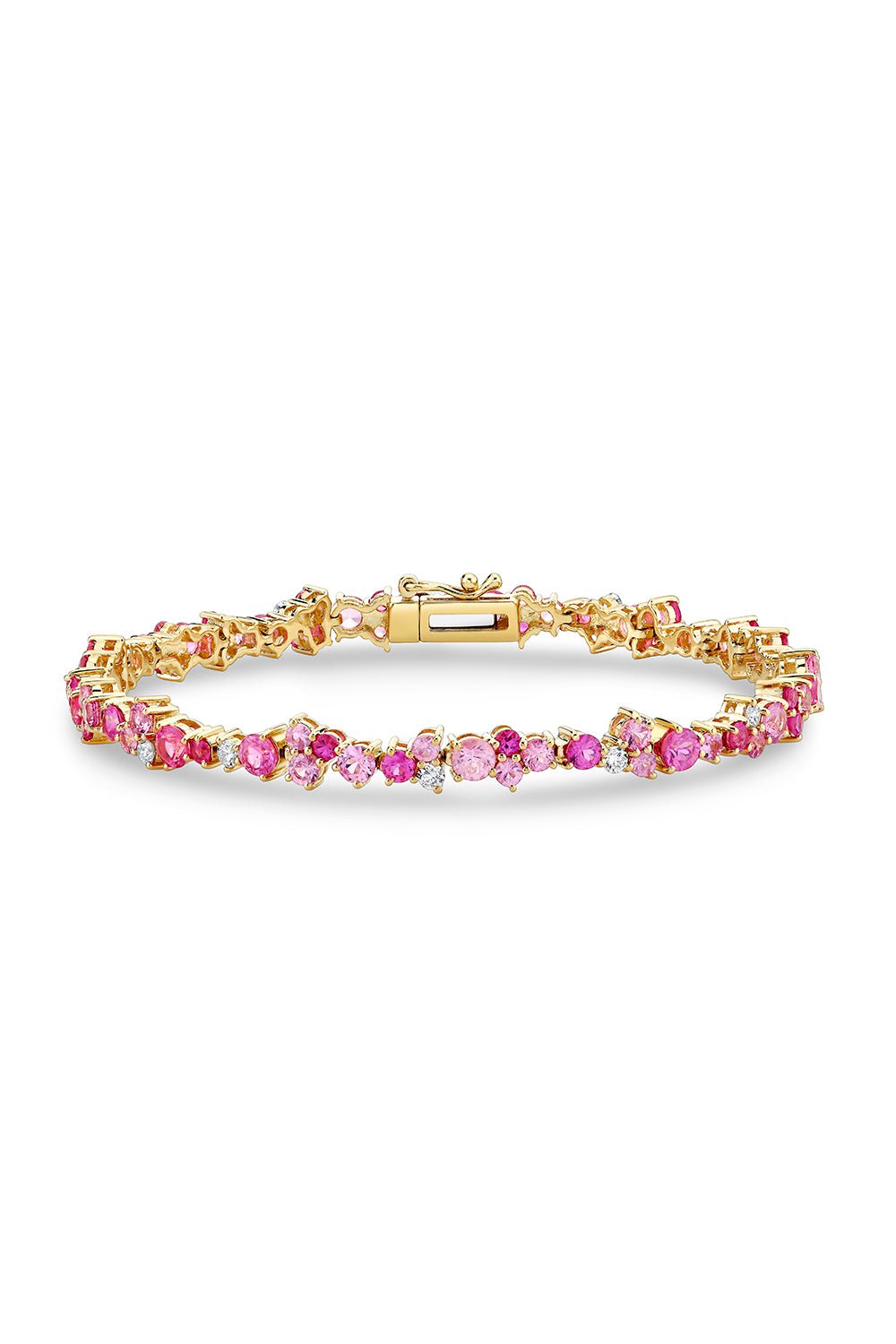 SYDNEY EVAN-Pink Sapphire Cocktail Tennis Bracelet-YELLOW GOLD