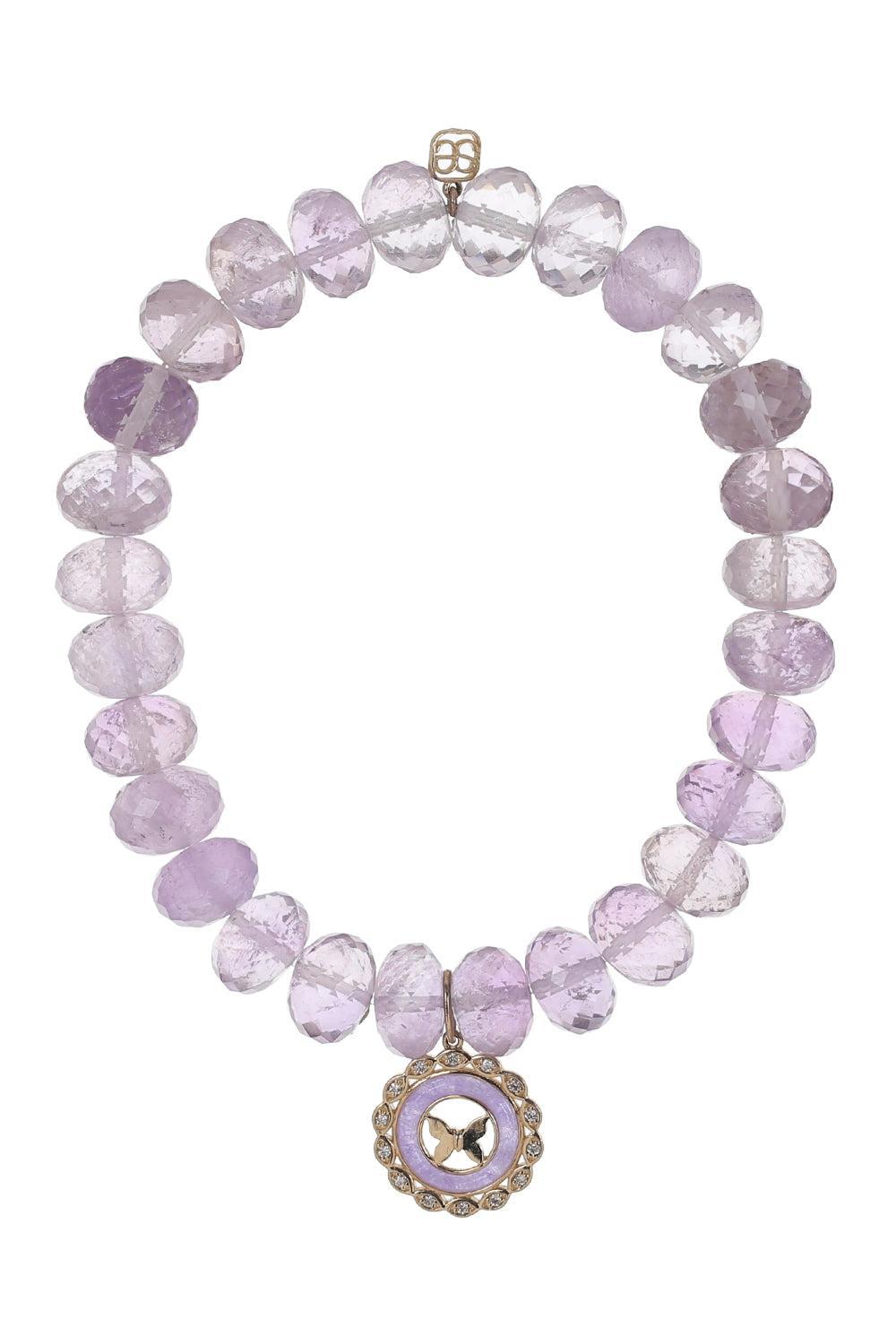 Purple Amethyst Butterfly Charm Bracelet-YELLOW GOLD-JEWELRYFINE JEWELBRACELET O-SYDNEY EVAN