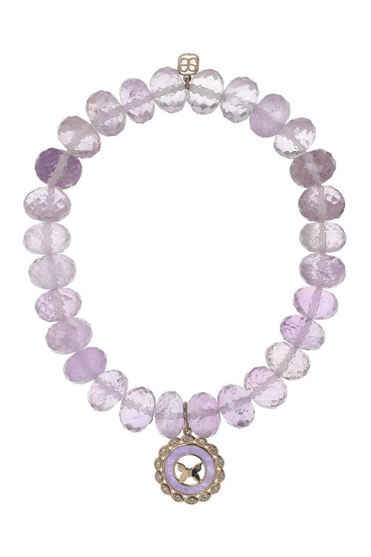 Purple Amethyst Butterfly Charm Bracelet-YELLOW GOLD-JEWELRYFINE JEWELBRACELET O-SYDNEY EVAN
