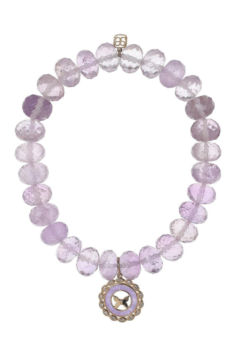 Purple Amethyst Butterfly Charm Bracelet
