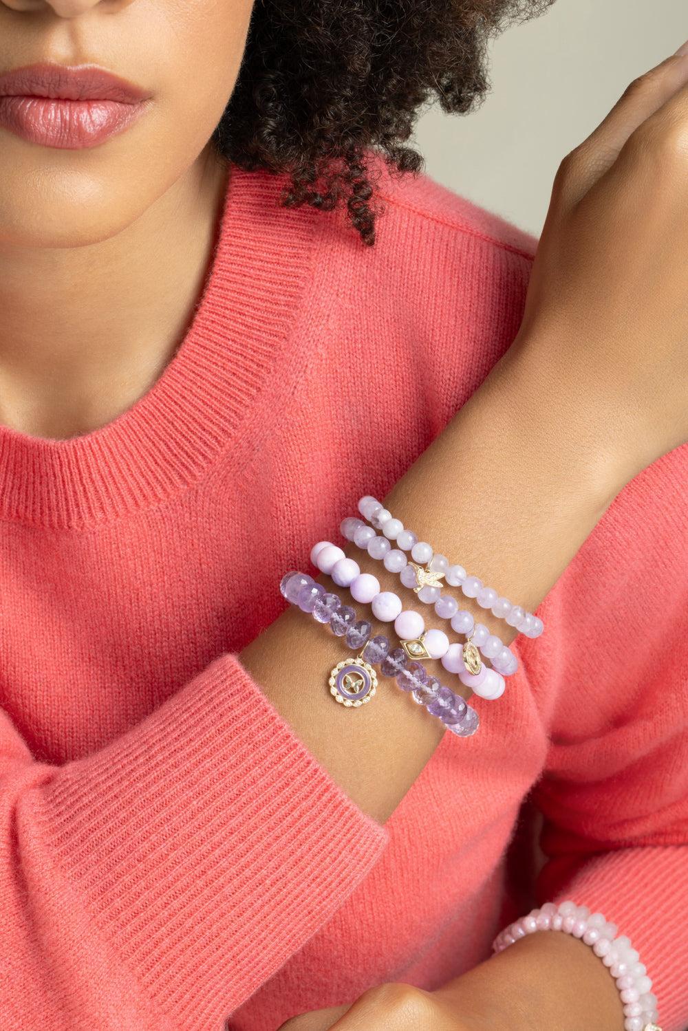 Purple Eye Charm Bracelet-YELLOW GOLD-JEWELRYFINE JEWELBRACELET O-SYDNEY EVAN
