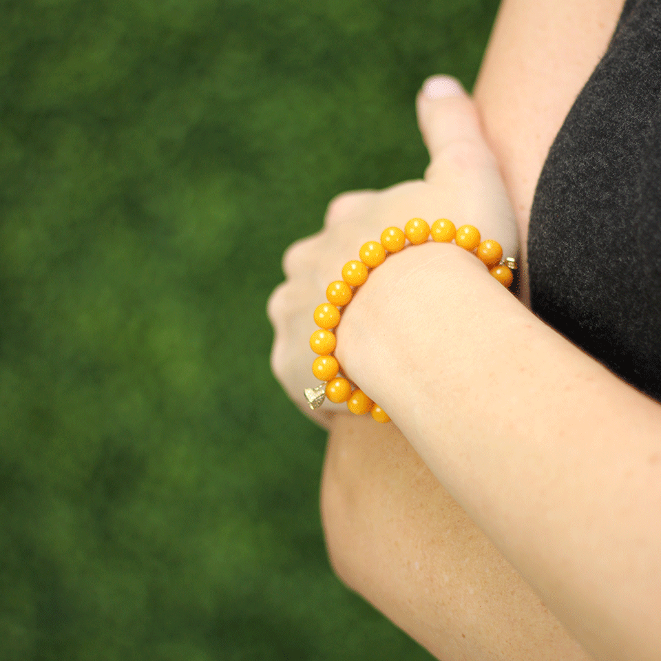 SYDNEY EVAN-Pyramid Heart Beaded Bracelet-YELLOW GOLD