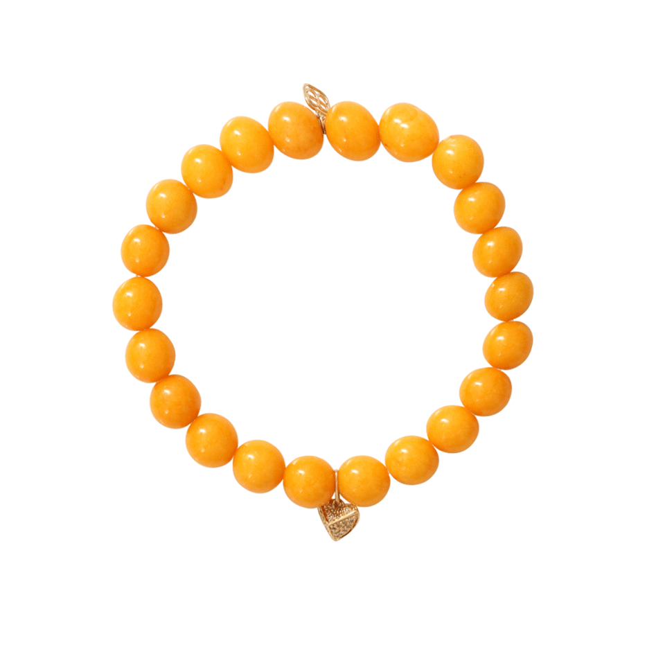 SYDNEY EVAN-Pyramid Heart Beaded Bracelet-YELLOW GOLD