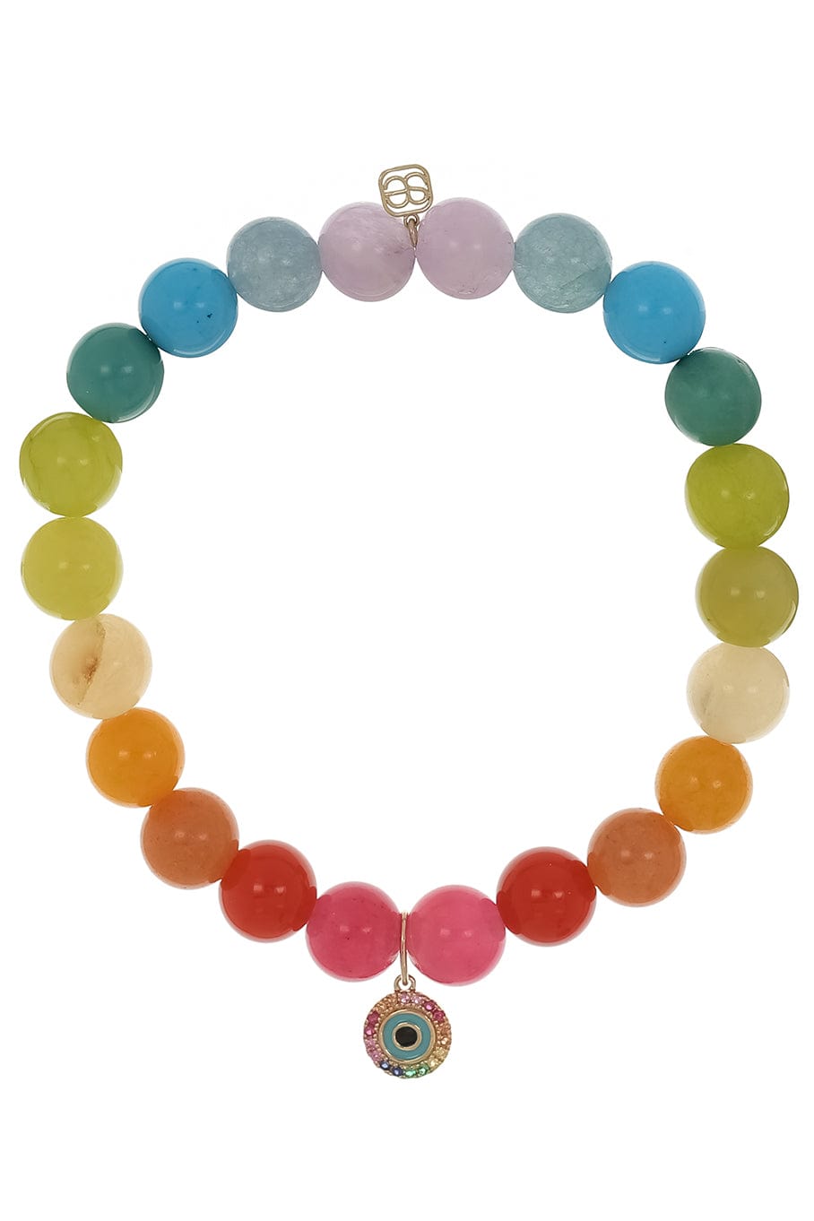 SYDNEY EVAN-Rainbow Evil Eye Bead Bracelet-YELLOW GOLD
