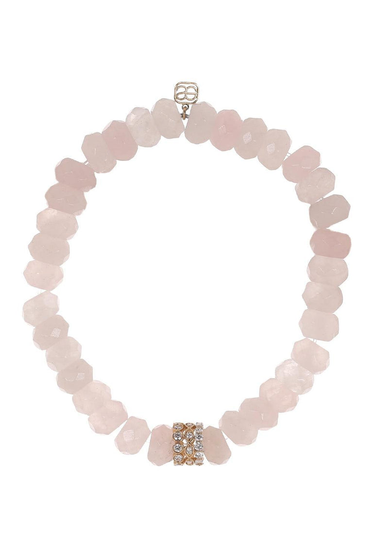 Rose Quartz Rondelle Trio Beaded Bracelet