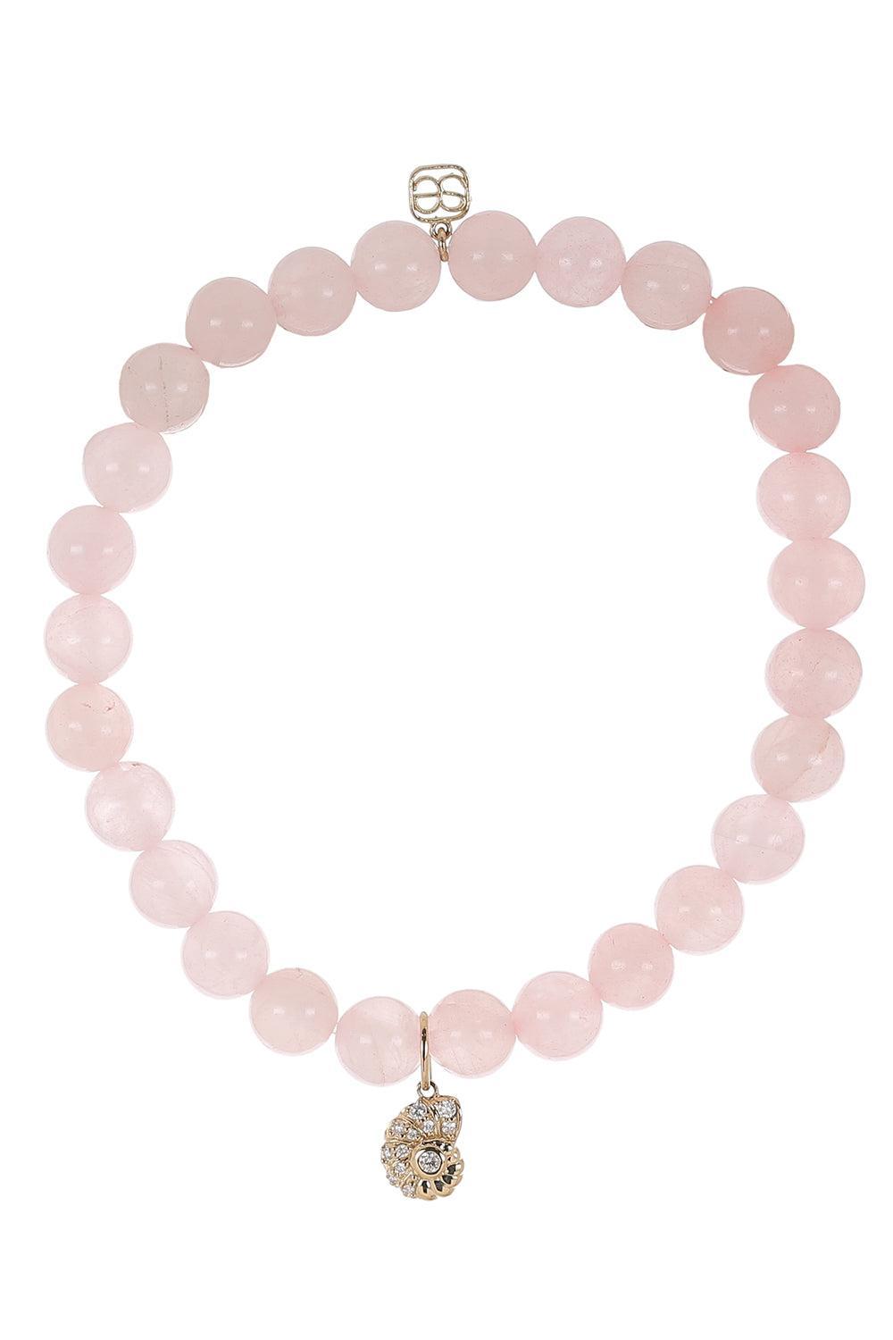 Rose Quartz Small Nautilus Charm Bracelet-YELLOW GOLD-JEWELRYFINE JEWELBRACELET O-SYDNEY EVAN
