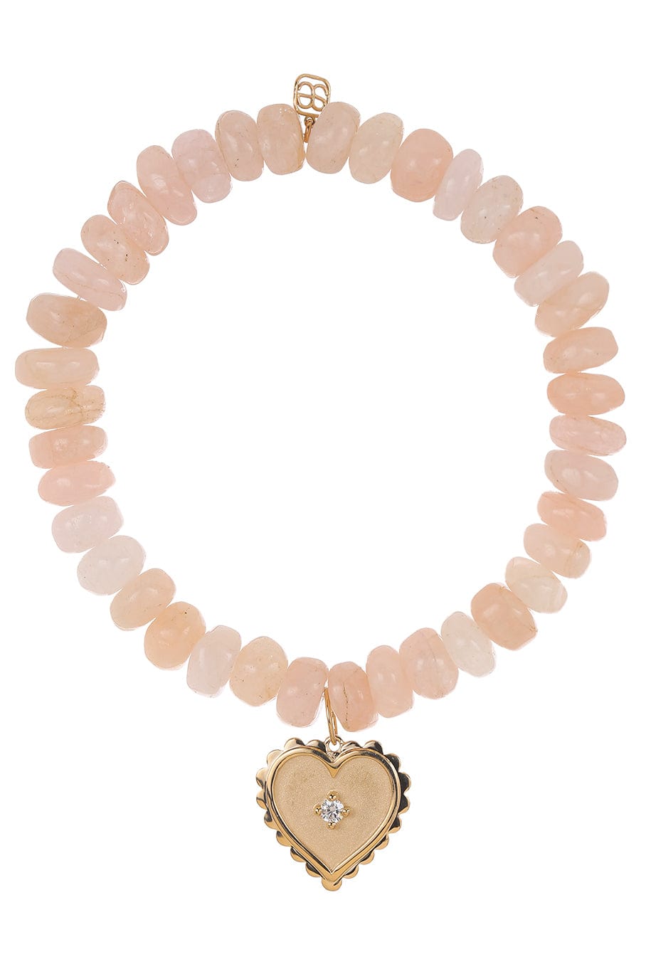 SYDNEY EVAN-Scallop Heart Morganite Bead Bracelet-YELLOW GOLD