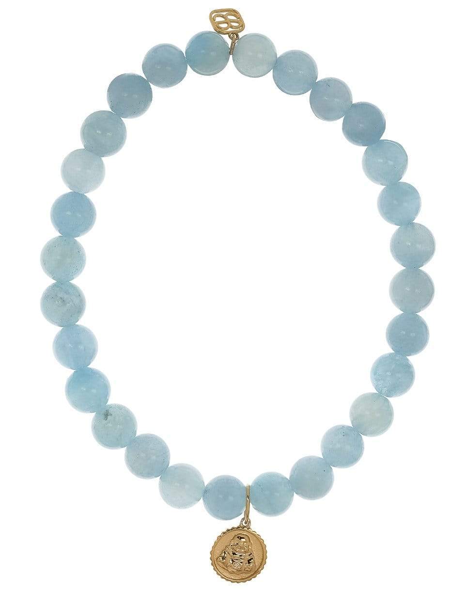 SYDNEY EVAN-Sitting Buddha Aquamarine Bracelet-YELLOW GOLD