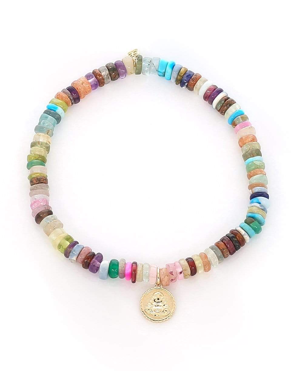 SYDNEY EVAN-Sitting Buddha Charm on Multi Opal Bracelet-YELLOW GOLD