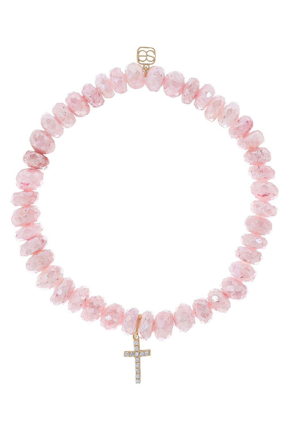 SYDNEY EVAN-Small Cross Grapolite Charm Bracelet-YELLOW GOLD