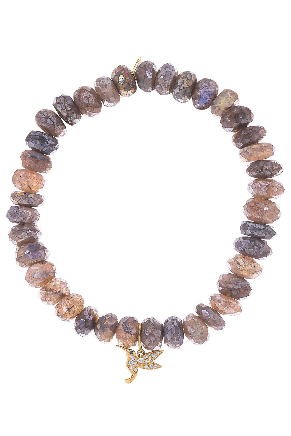 SYDNEY EVAN-Small Hummingbird Labradorite Charm Bracelet-YELLOW GOLD