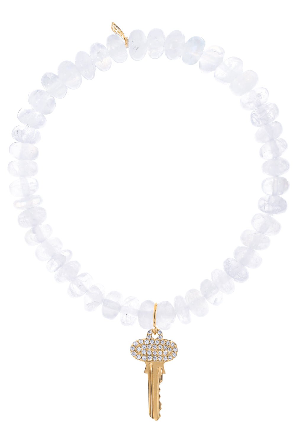 SYDNEY EVAN-Small Key Moonstone Charm Bracelet-YELLOW GOLD