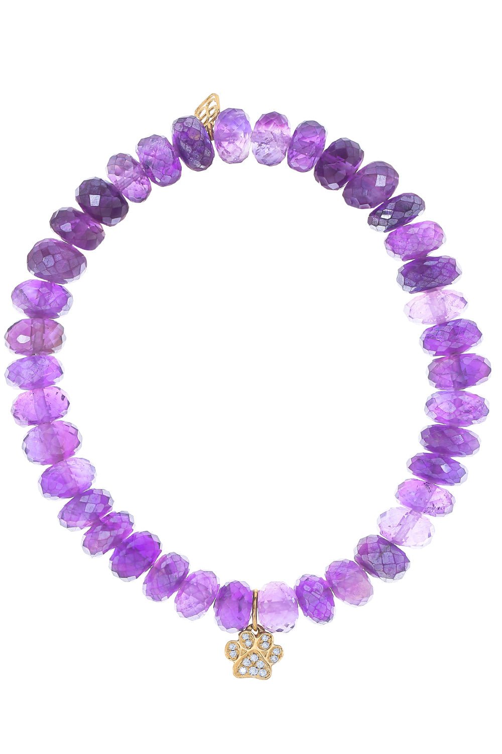 SYDNEY EVAN-Small Paw Amethyst Charm Bracelet-YELLOW GOLD