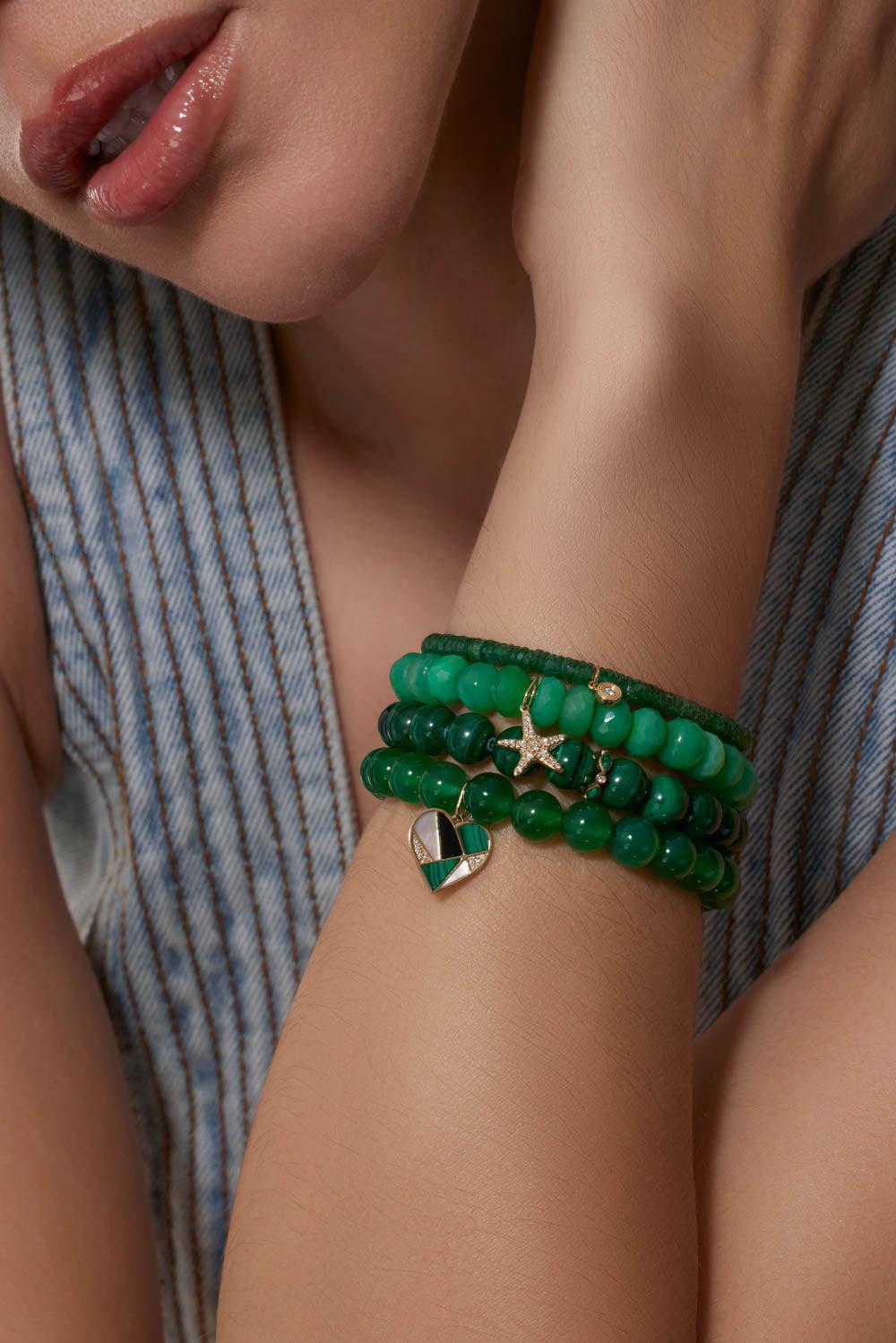 Small Starfish Chrysoprase Charm Bracelet-YELLOW GOLD-JEWELRYFINE JEWELBRACELET O-SYDNEY EVAN