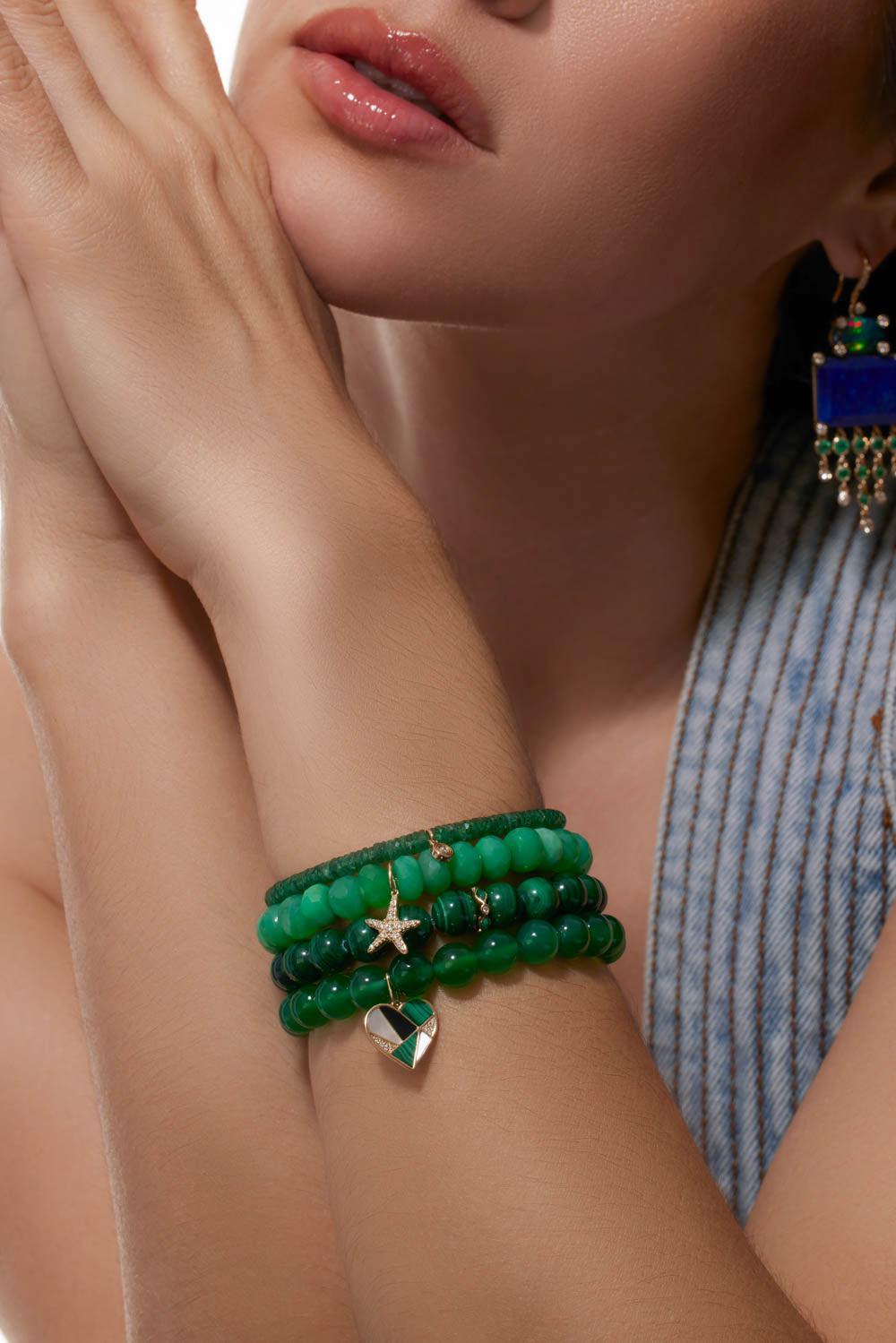 Small Starfish Chrysoprase Charm Bracelet-YELLOW GOLD-JEWELRYFINE JEWELBRACELET O-SYDNEY EVAN