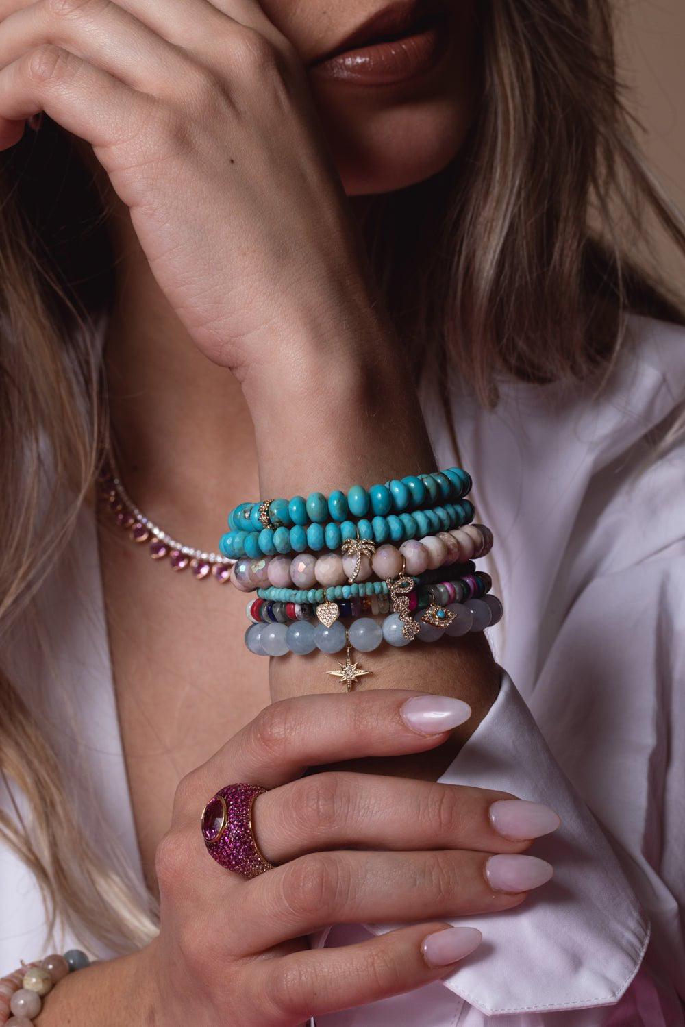 SYDNEY EVAN-Starburst Aquamarine Charm Bracelet-YELLOW GOLD
