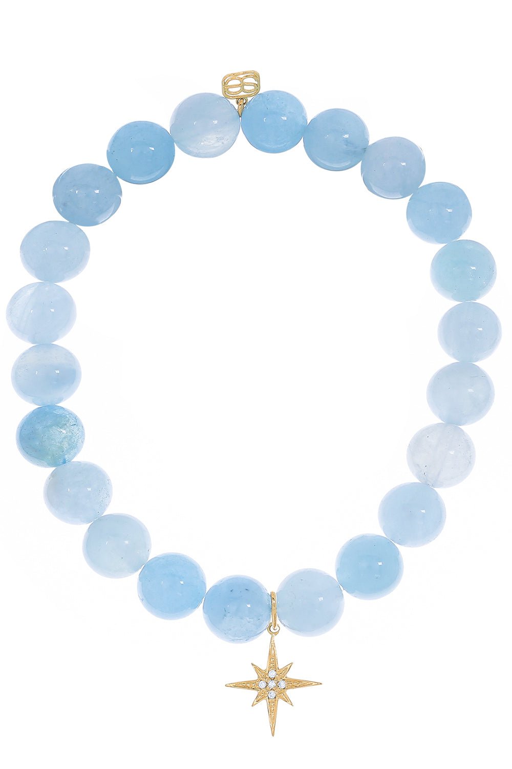 SYDNEY EVAN-Starburst Aquamarine Charm Bracelet-YELLOW GOLD