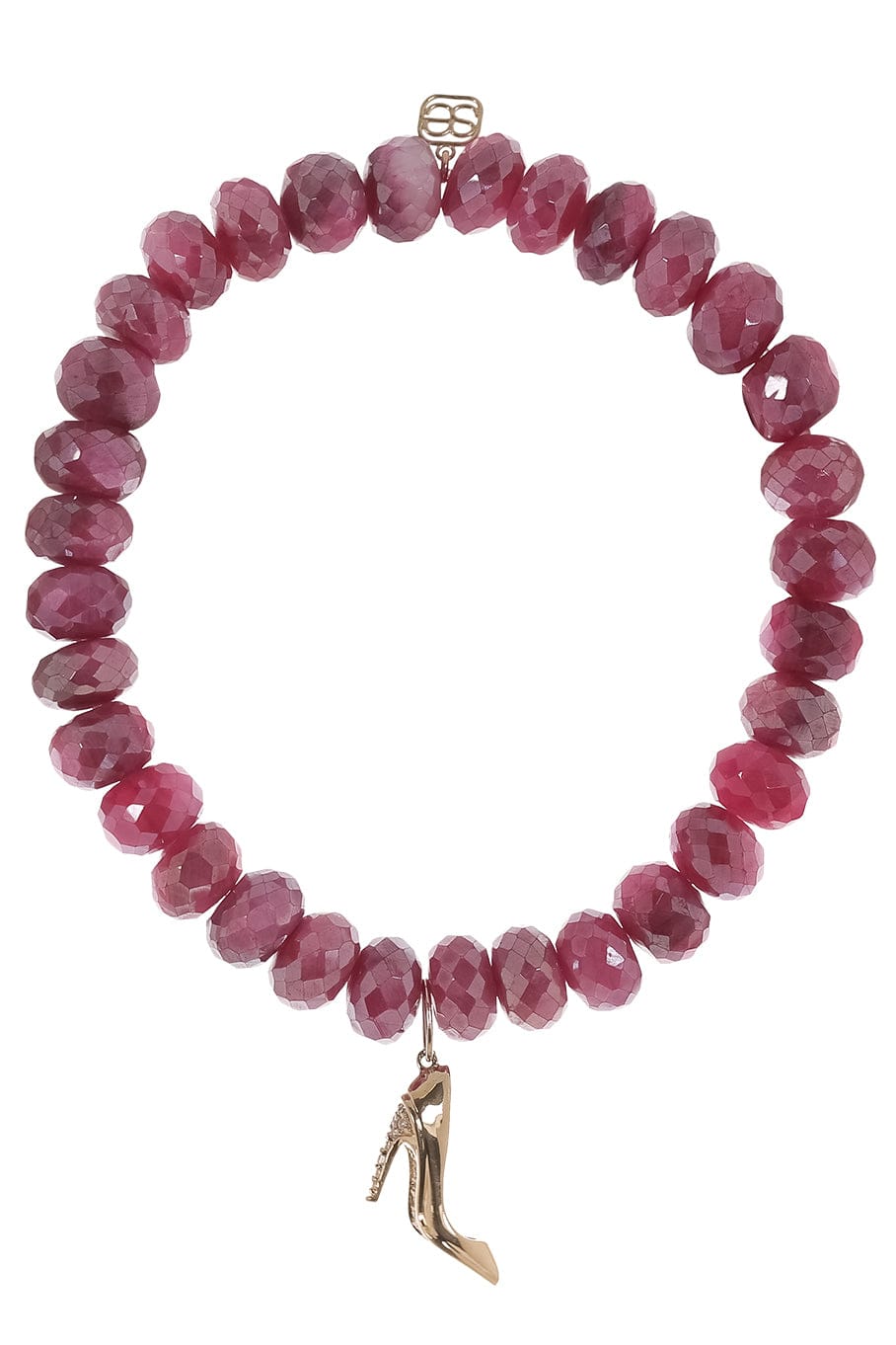 SYDNEY EVAN-Stiletto Charm Red Moonstone Bead Bracelet-YELLOW GOLD