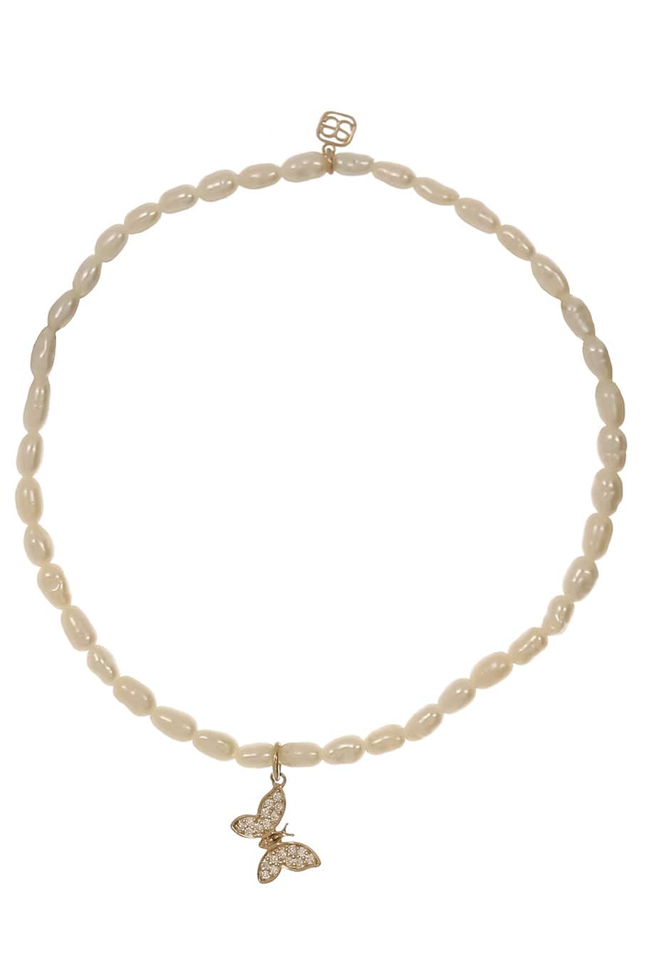 SYDNEY EVAN-Tiny Butterfly Charm Bead Bracelet-YELLOW GOLD