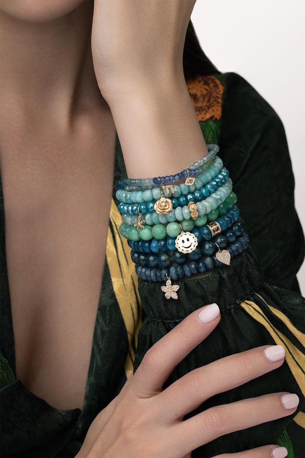 Tiny Evil Eye Kyanite Charm Bracelet-YELLOW GOLD-JEWELRYFINE JEWELBRACELET O-SYDNEY EVAN
