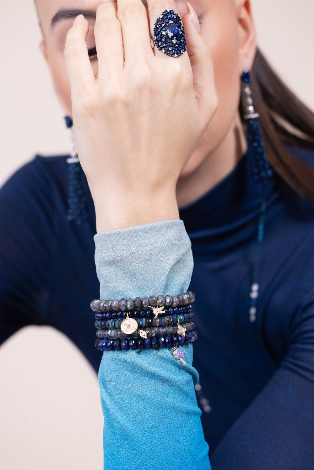 SYDNEY EVAN-Tiny Evil Eye Labradorite Charm Bracelet-YELLOW GOLD