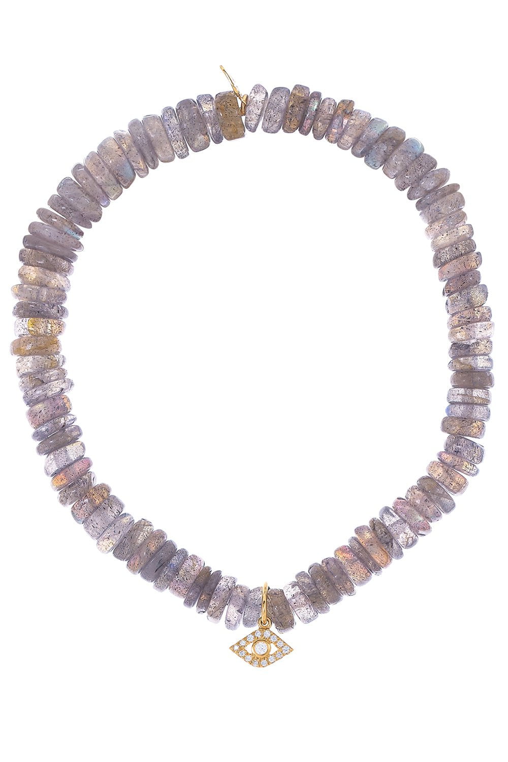 SYDNEY EVAN-Tiny Evil Eye Labradorite Charm Bracelet-YELLOW GOLD