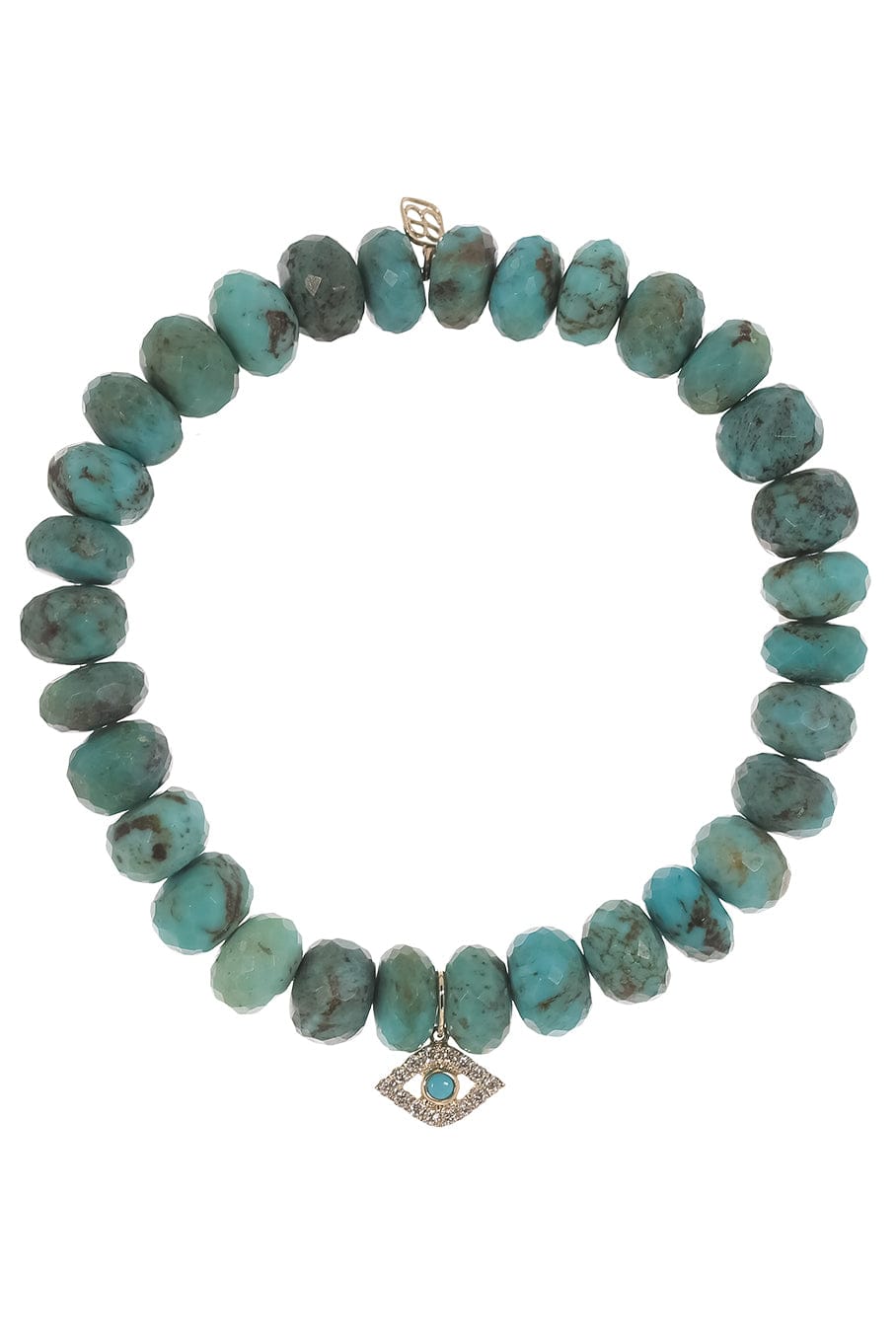 SYDNEY EVAN-Turquoise Evil Eye Bead Bracelet-YELLOW GOLD