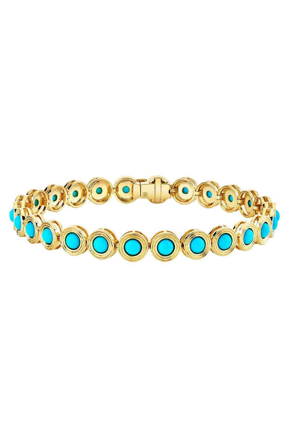  Turquoise Fluted Tennis Bracelet-YELLOW GOLD-JEWELRYFINE JEWELBRACELET O-SYDNEY EVAN 