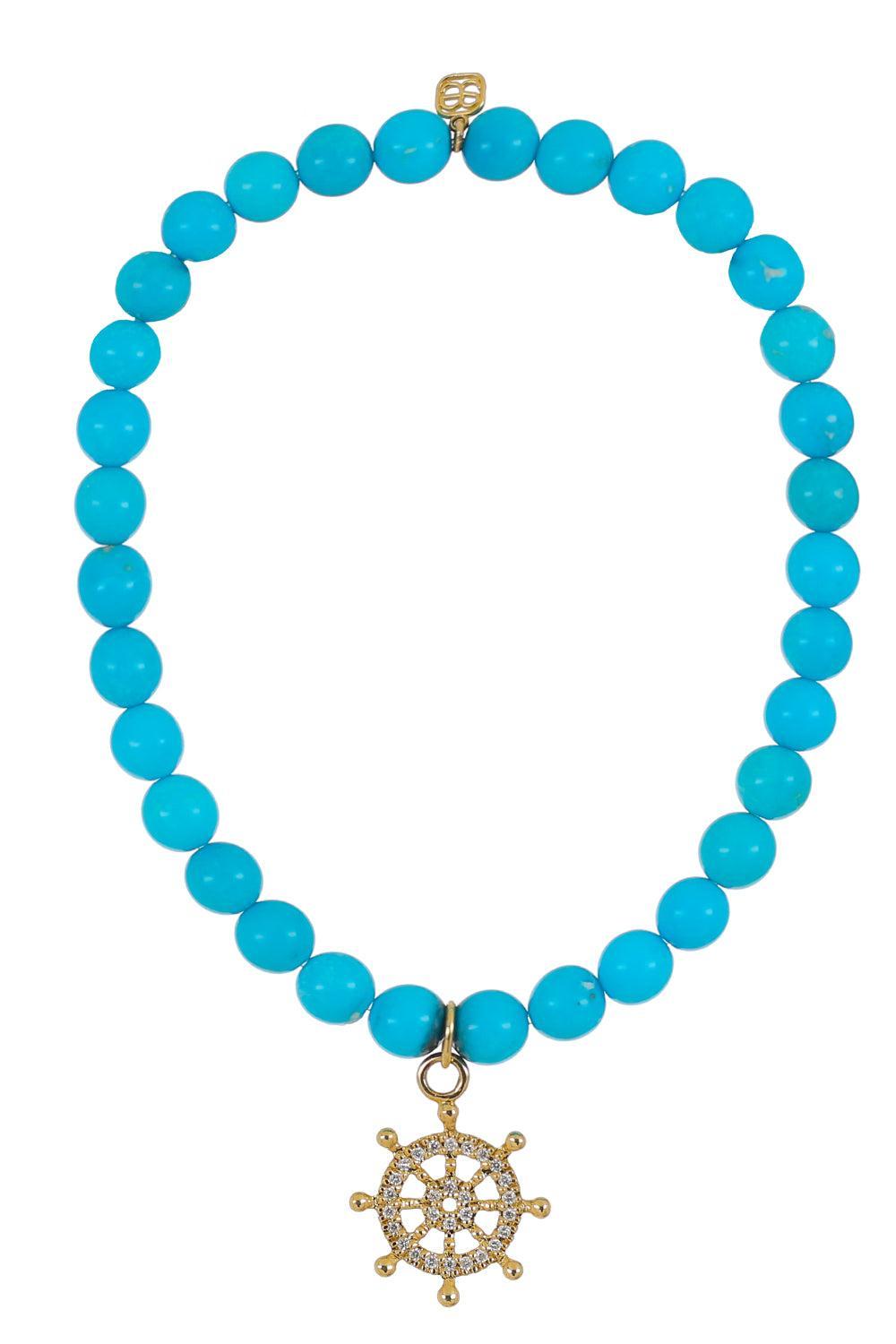 Turquoise Helm Charm Bracelet-YELLOW GOLD-JEWELRYFINE JEWELBRACELET O-SYDNEY EVAN