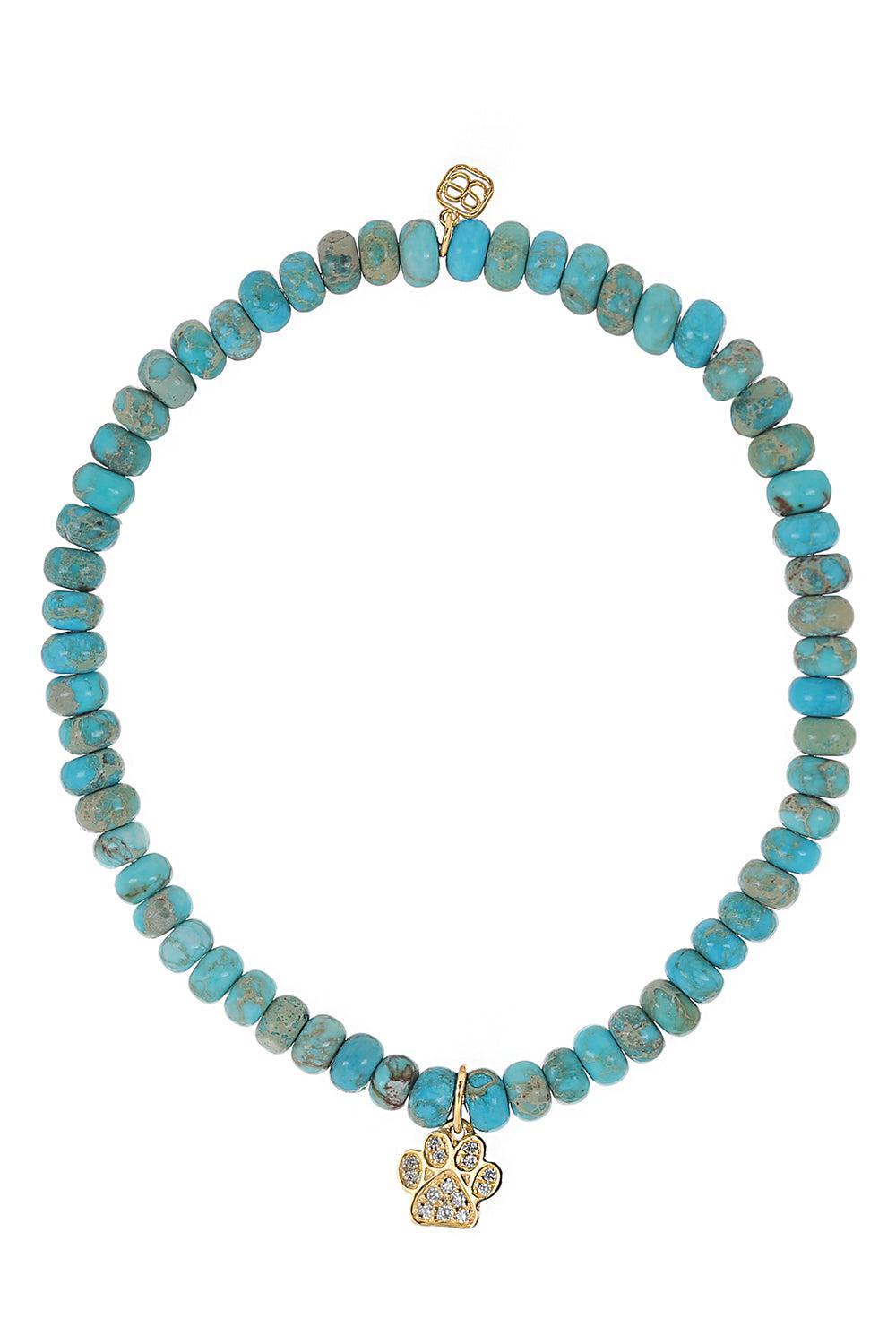 Turquoise Small Paw Charm Bracelet-YELLOW GOLD-JEWELRYFINE JEWELBRACELET O-SYDNEY EVAN