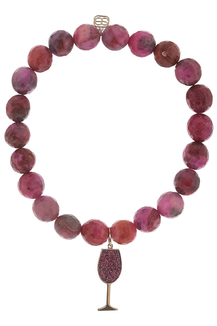SYDNEY EVAN-Wine Glass Charm Agate Bead Bracelet-YELLOW GOLD