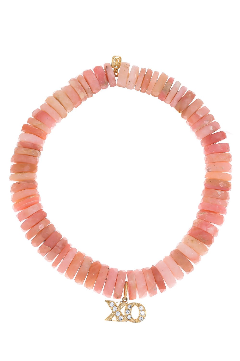 SYDNEY EVAN-XO Pink Opal Charm Bracelet-YELLOW GOLD