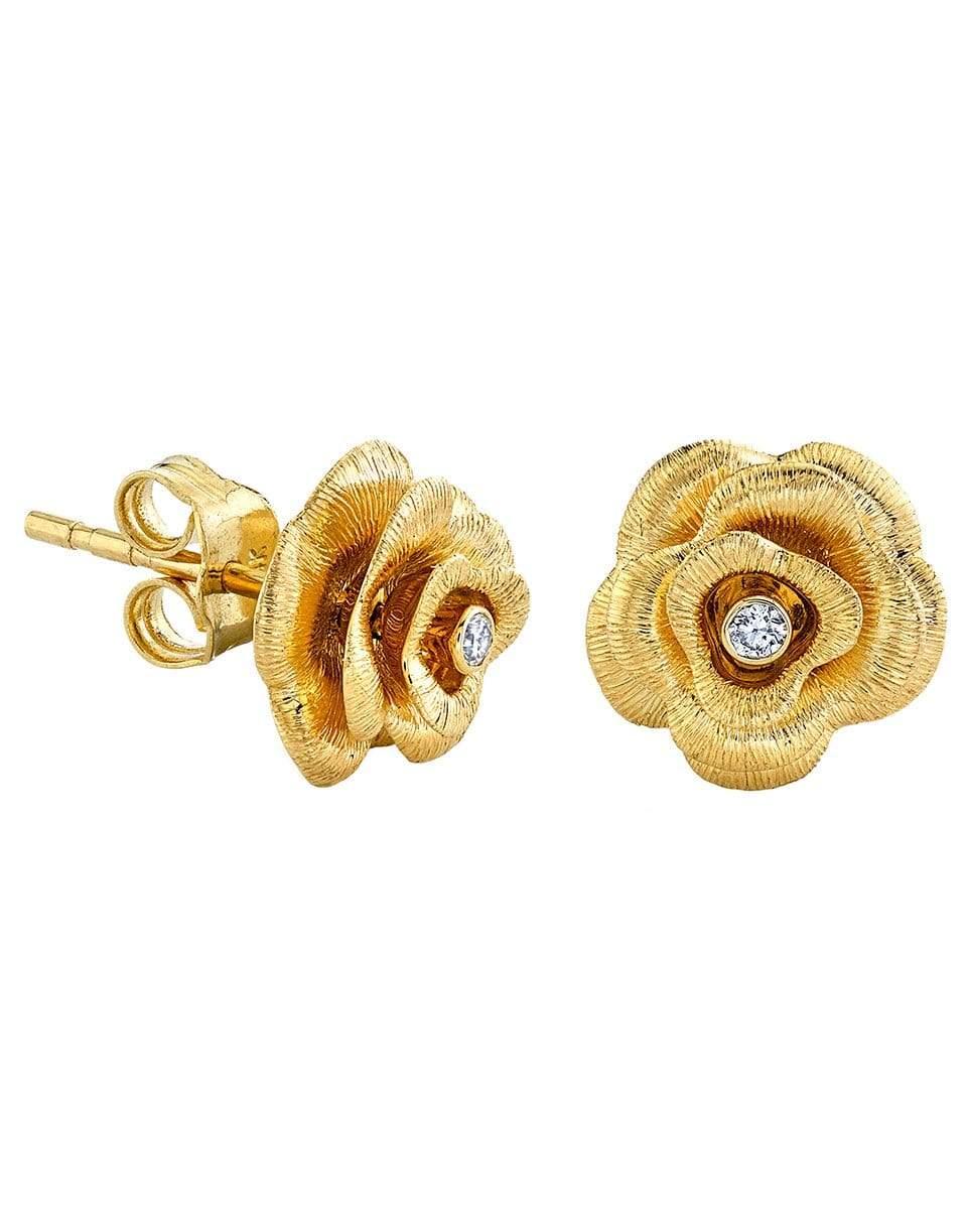 SYDNEY EVAN-Bezel Rose Studs-YELLOW GOLD