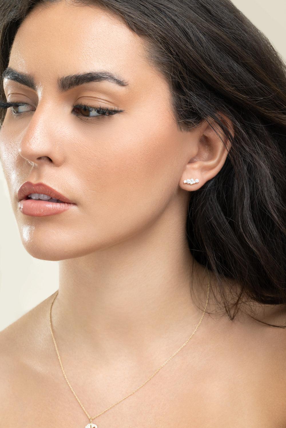Diamond Cocktail Bar Stud Earrings-YELLOW GOLD-JEWELRYFINE JEWELEARRING-SYDNEY EVAN
