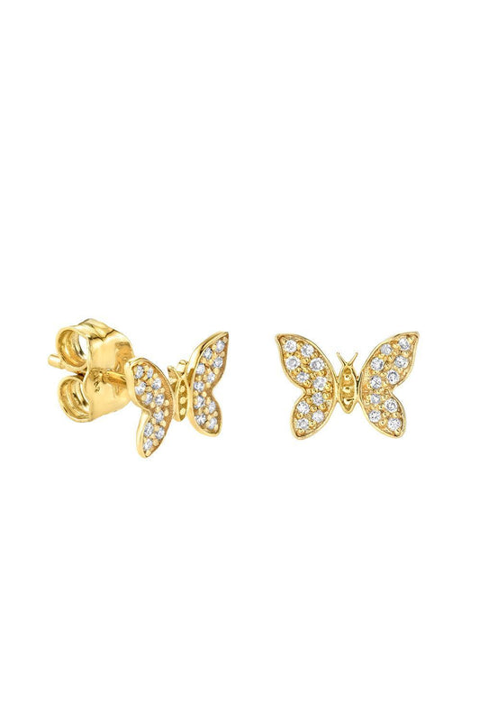 Diamond Tiny Butterfly Stud Earrings