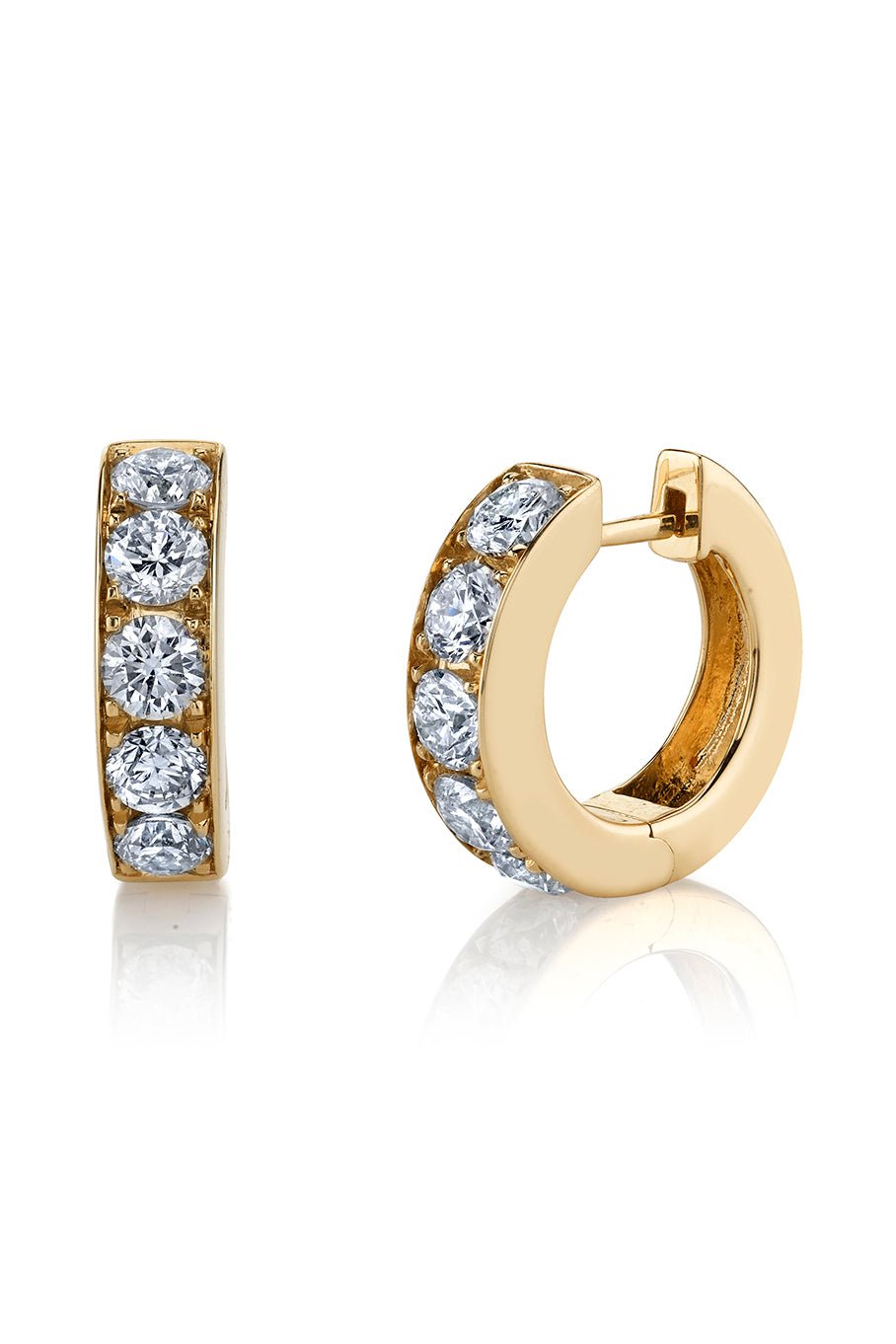 SYDNEY EVAN-Extra Large Diamond Huggie Hoops-YELLOW GOLD