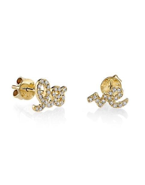 SYDNEY EVAN-Gold & Pavé Diamond Love Studs-YELLOW GOLD