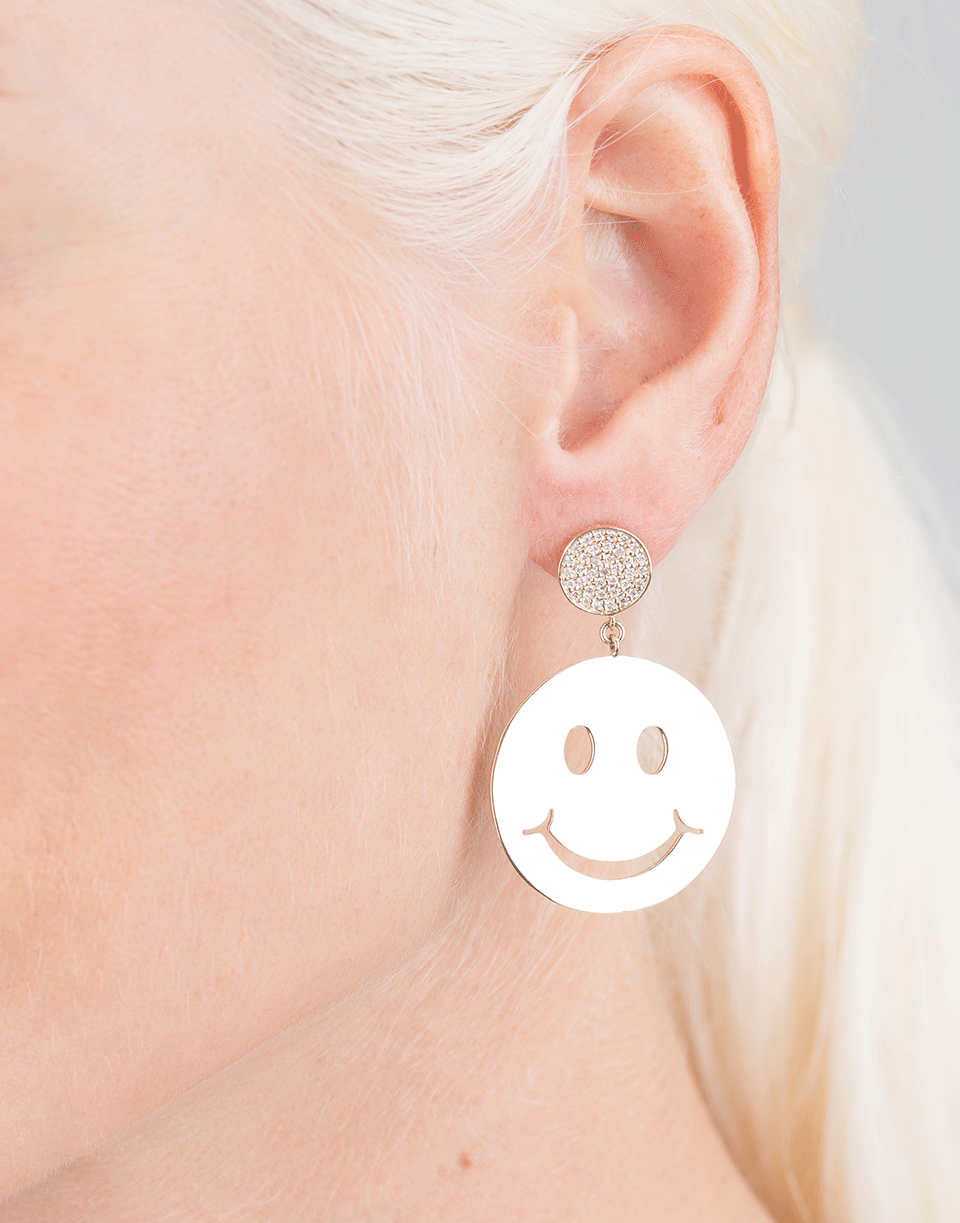 SYDNEY EVAN-Happy Face Earrings-YELLOW GOLD