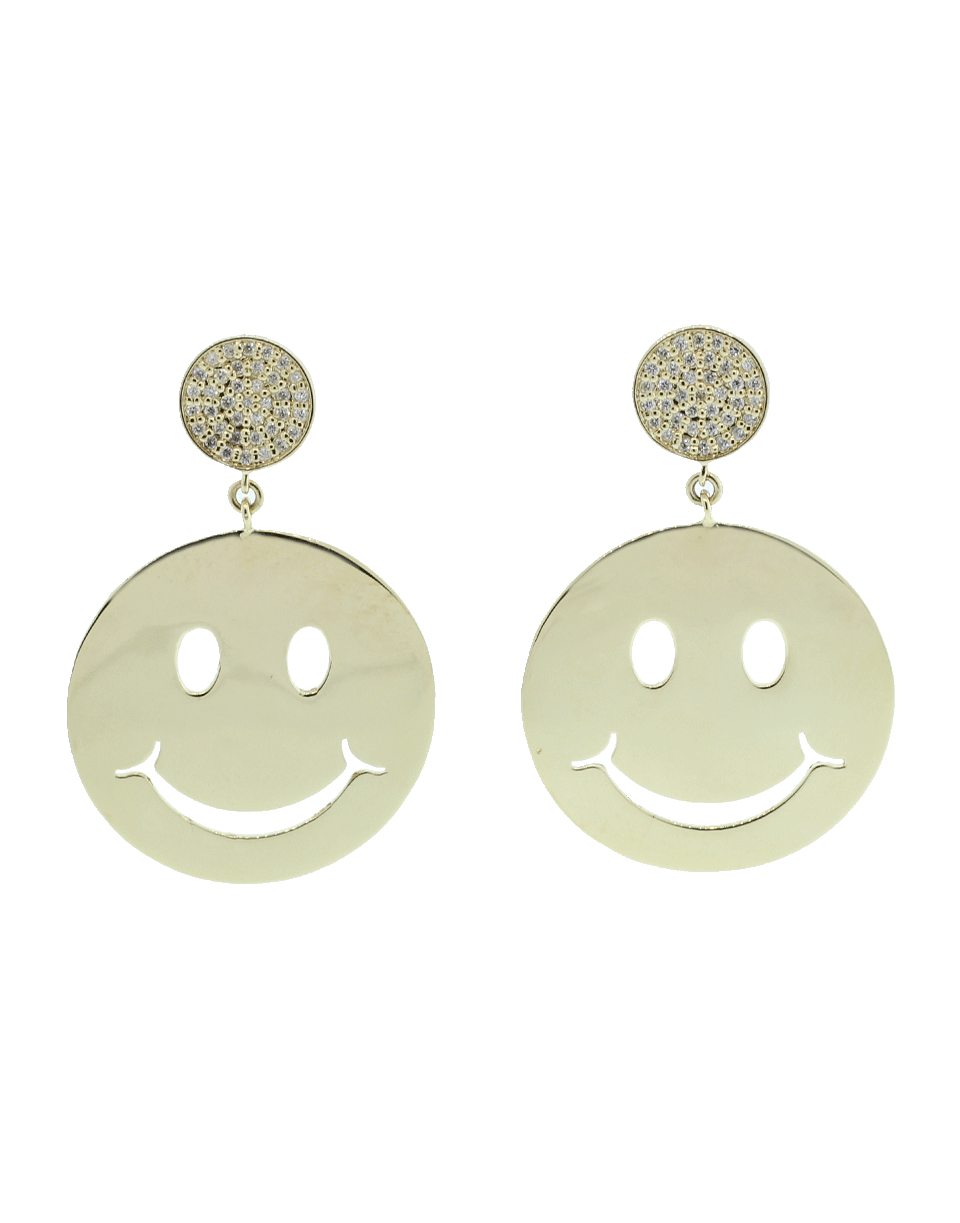 SYDNEY EVAN-Happy Face Earrings-YELLOW GOLD