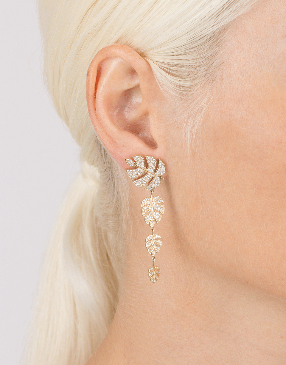 SYDNEY EVAN-Monstera Leaf Drop Earrings-YELLOW GOLD