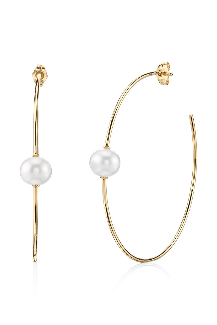 SYDNEY EVAN-Pearl Hoop Earrings-YELLOW GOLD