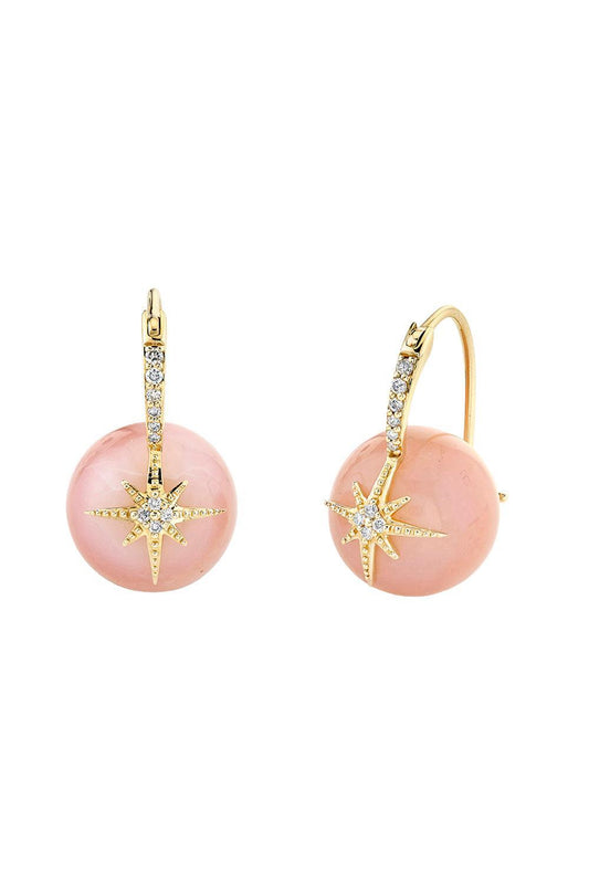 Pink Opal Starburst Earrings-YELLOW GOLD-JEWELRYFINE JEWELEARRING-SYDNEY EVAN
