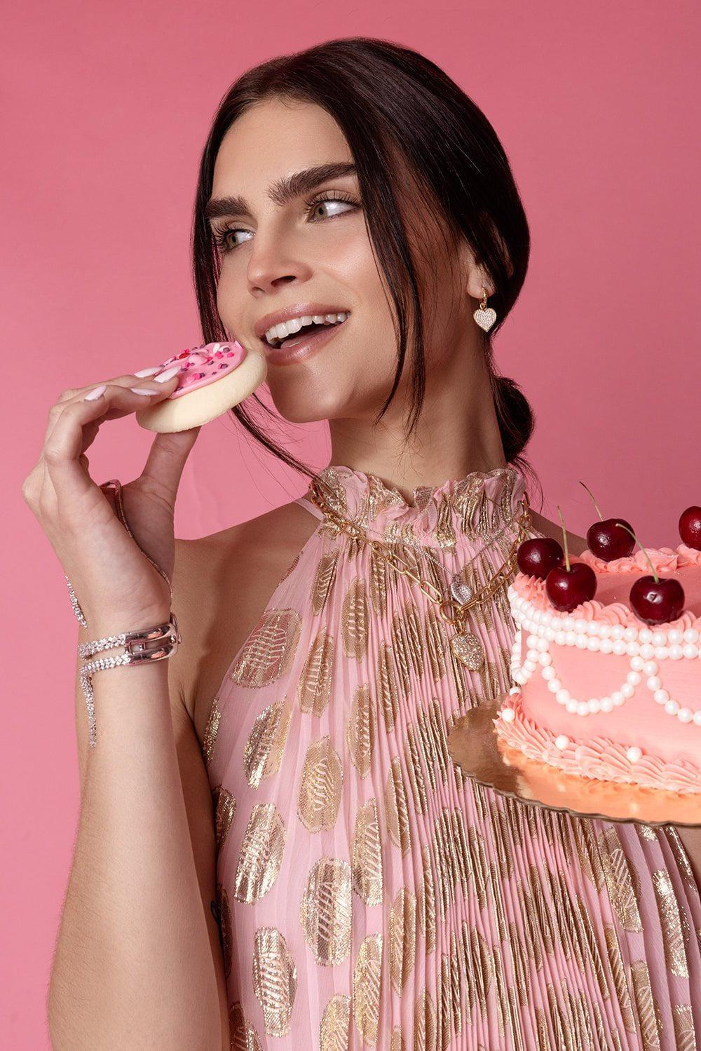 SYDNEY EVAN-Scallop Hoop Diamond Heart Earrings-YELLOW GOLD