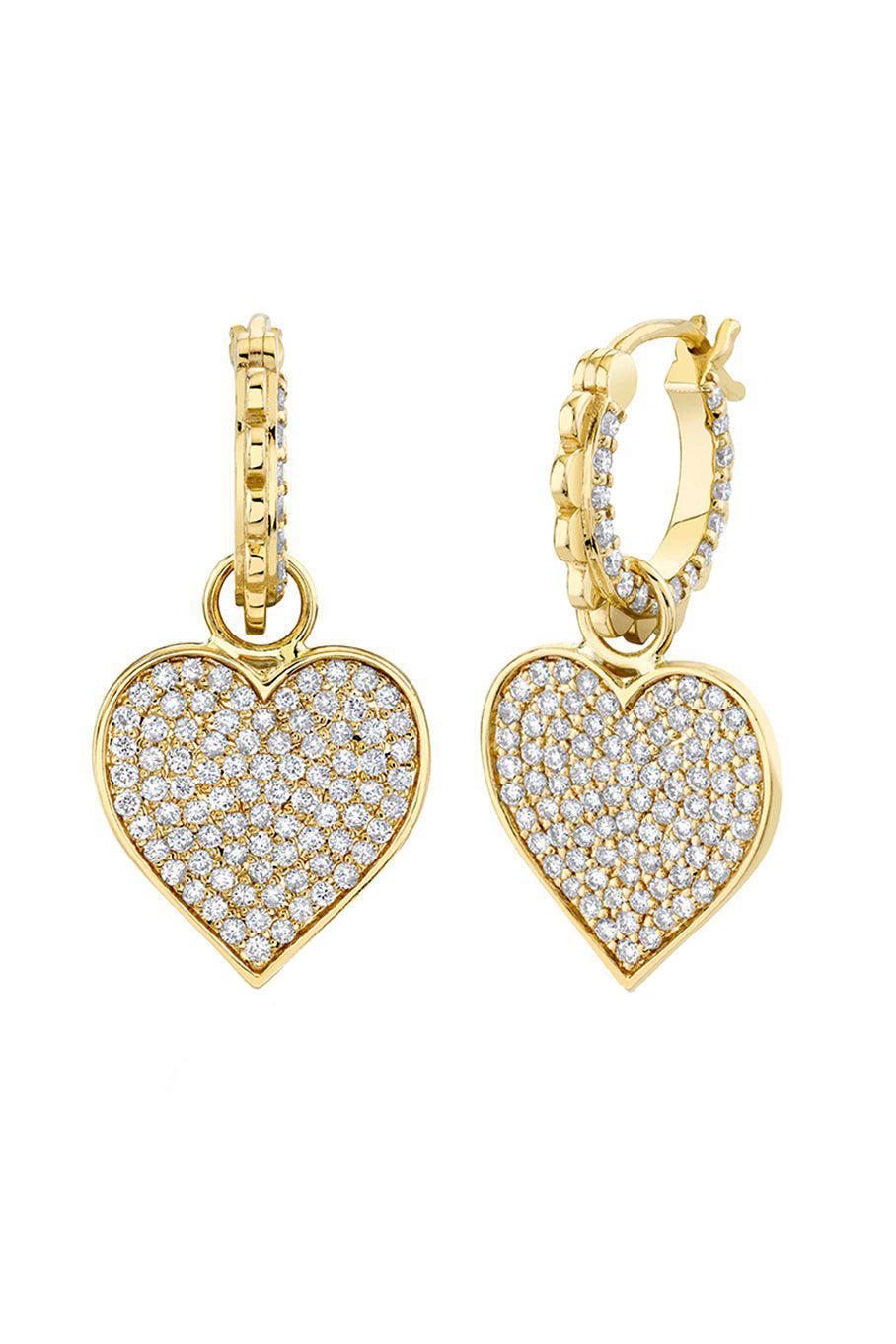 Scallop Hoop Diamond Heart Earrings-YELLOW GOLD-JEWELRYFINE JEWELEARRING-SYDNEY EVAN
