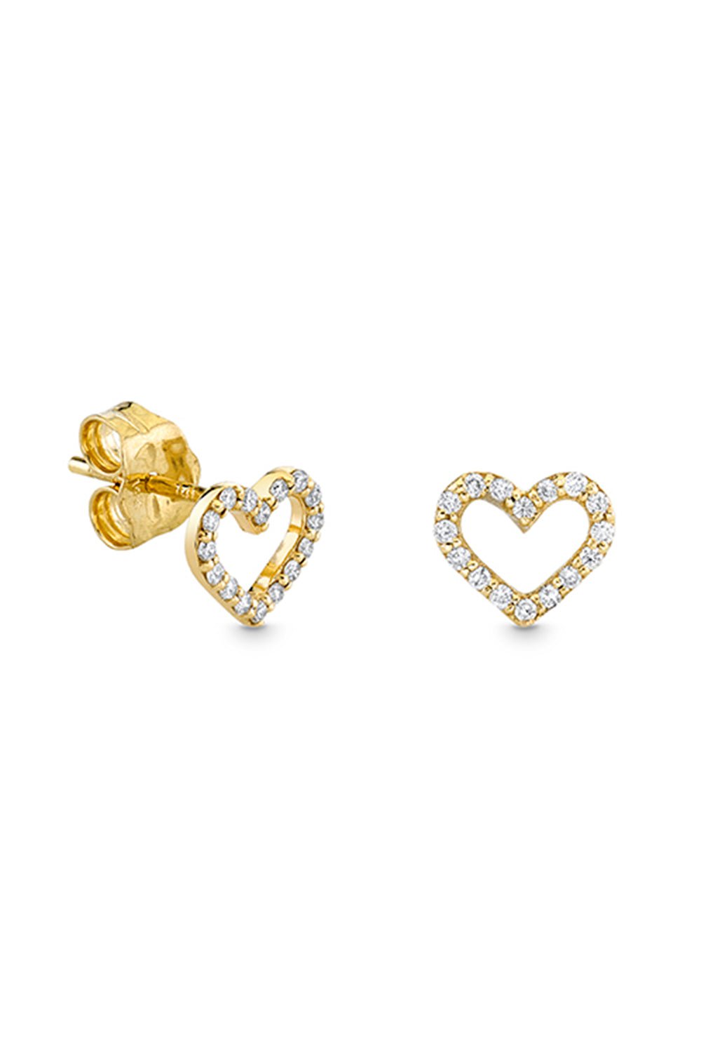 SYDNEY EVAN-Small Open Heart Earrings-YELLOW GOLD