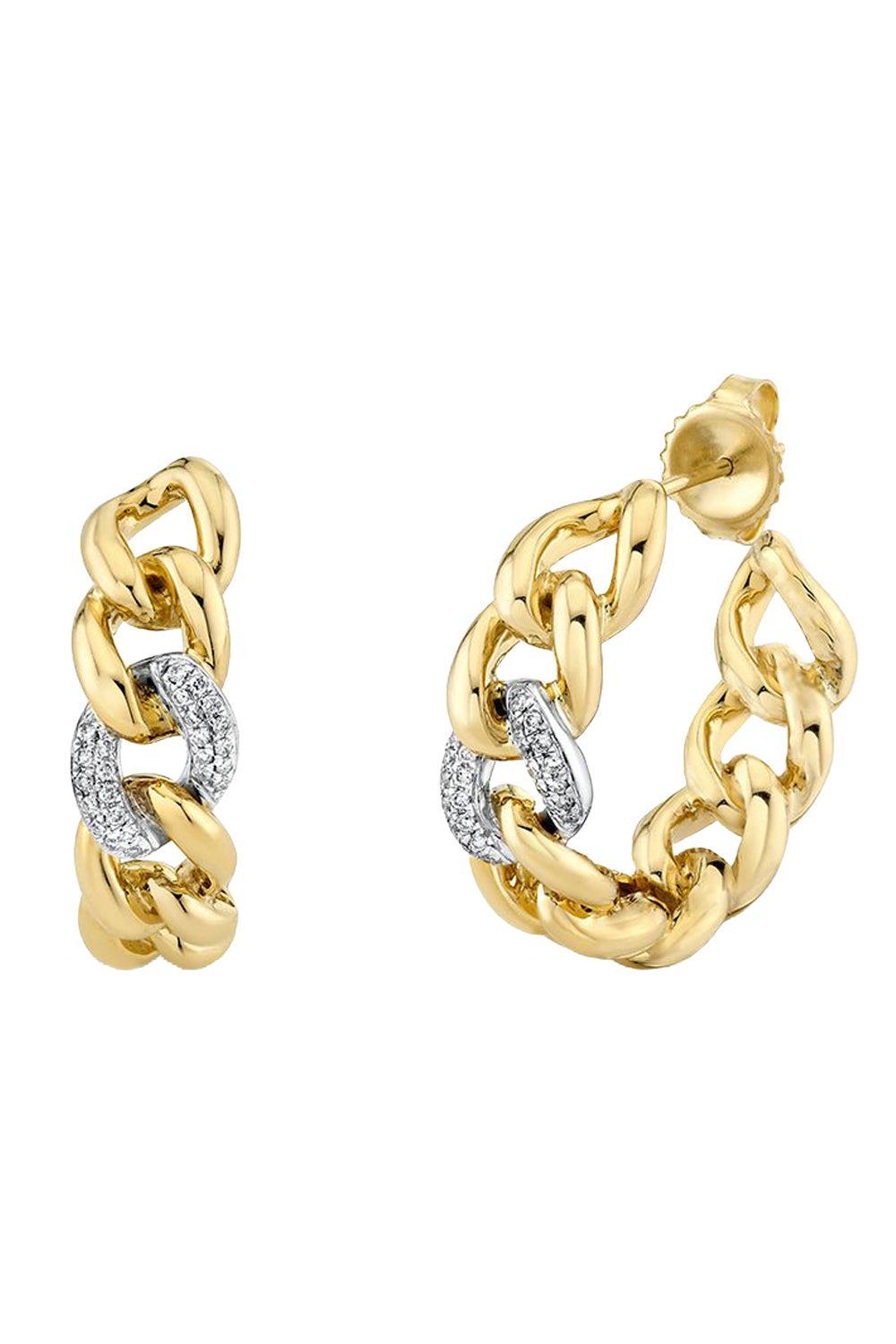 Small Single Link Hoop Earrings-YELLOW GOLD-JEWELRYFINE JEWELEARRING-SYDNEY EVAN
