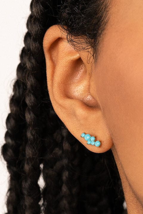 SYDNEY EVAN-Turquoise Cocktail Bar Studs-YELLOW GOLD